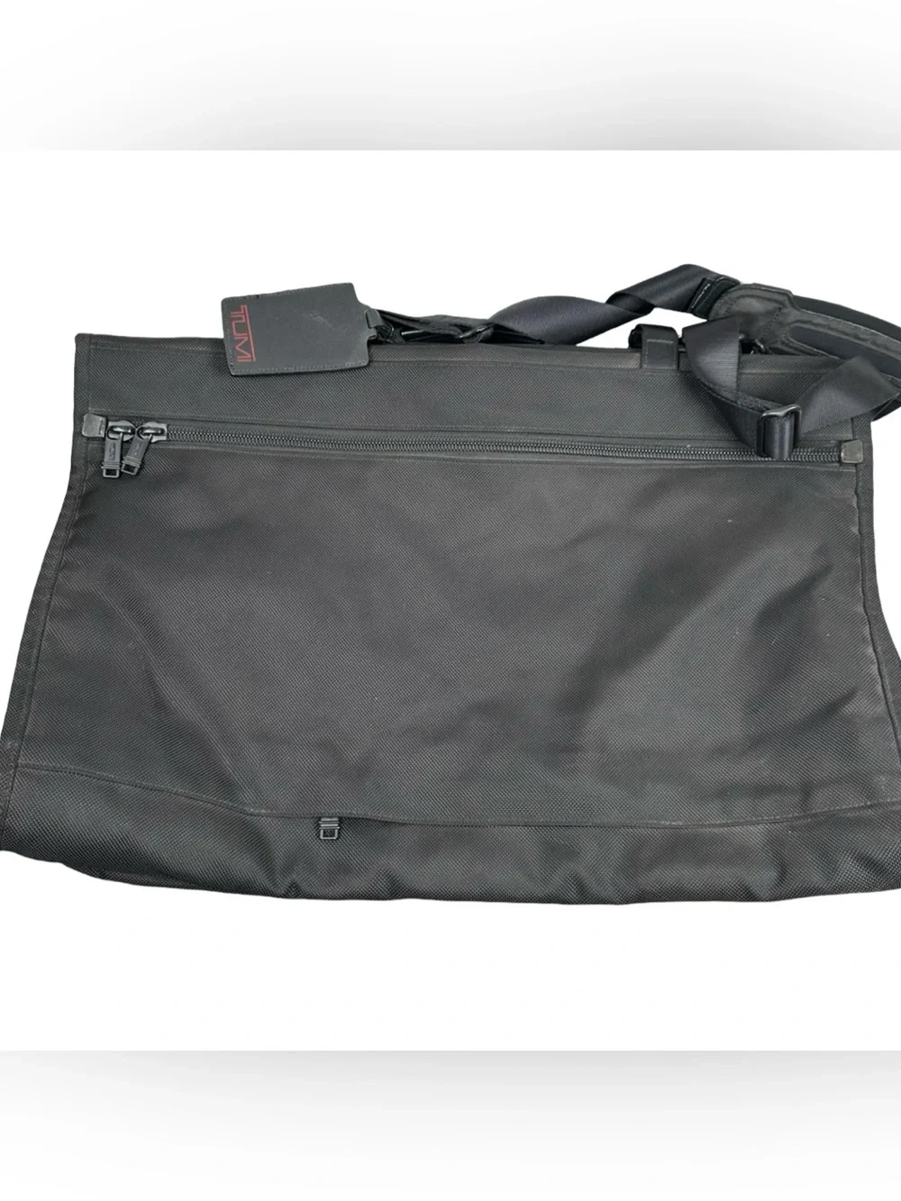Tumi Black Ballistic Nylon trifold Travel Garment Bag Carry On Suit Bag & lock